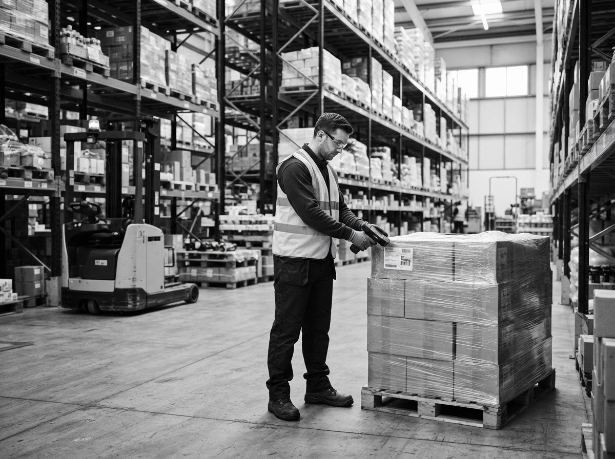 Air freight pallets being loaded into a cargo aircraft